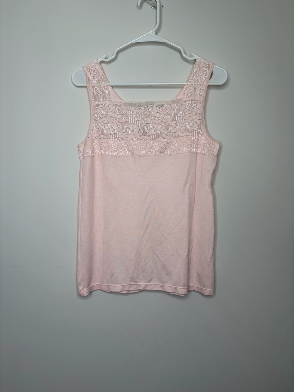 Cuddl Duds Lace Yoke Tank - Pale Pink